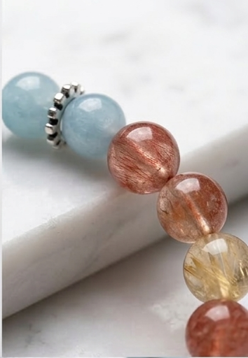 Earth Aegis | Amazonite Sunstone Citrine 925 Sterling Silver Rose Handmade Bracelet