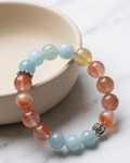 Earth Aegis | Amazonite Sunstone Citrine 925 Sterling Silver Rose Handmade Bracelet